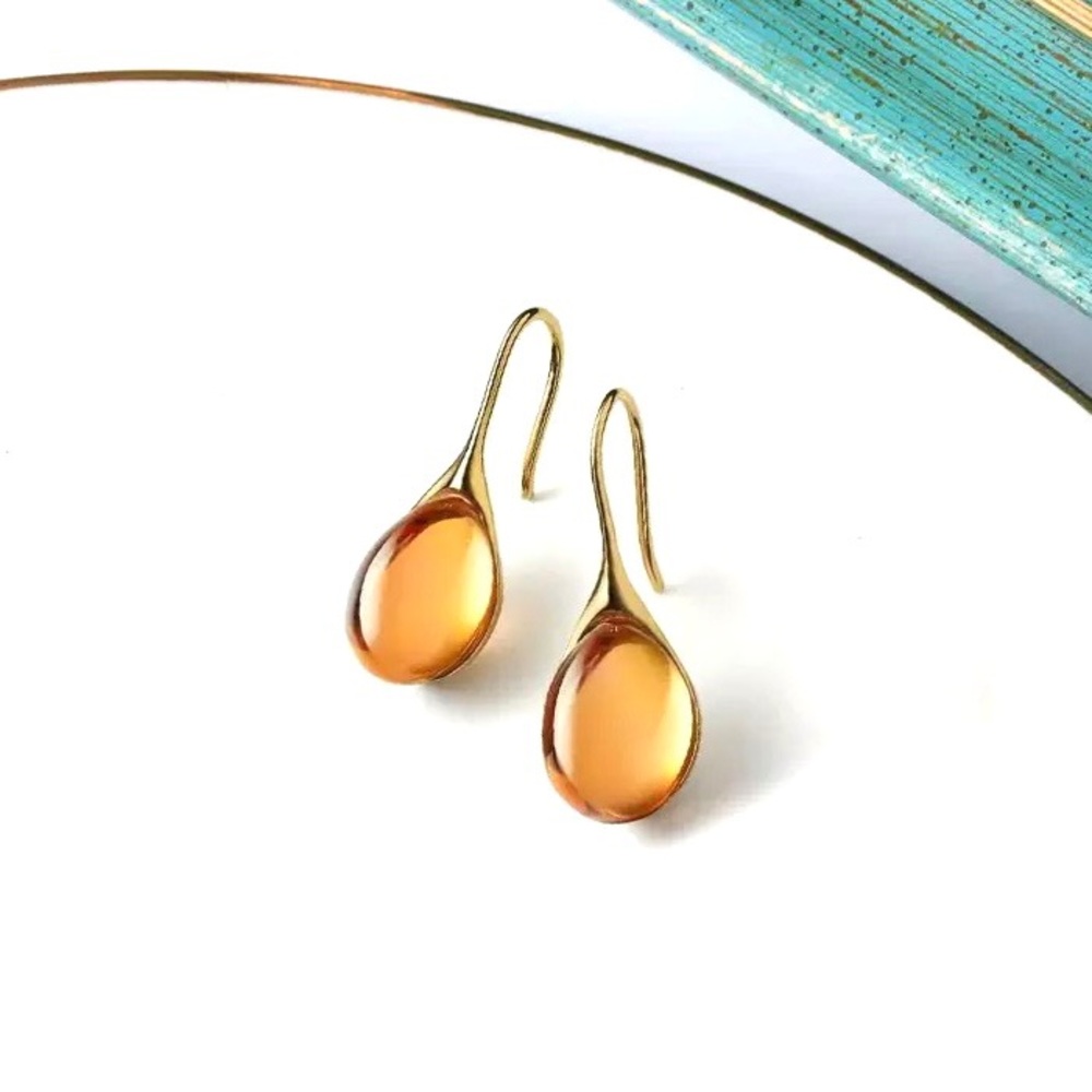 Yellow Stone Gold Earrings - NWT - Picture 3 of 4
